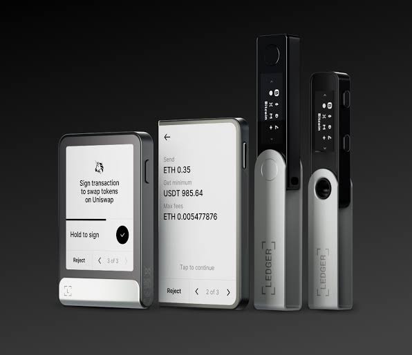 Ledger device signing a crypto transaction